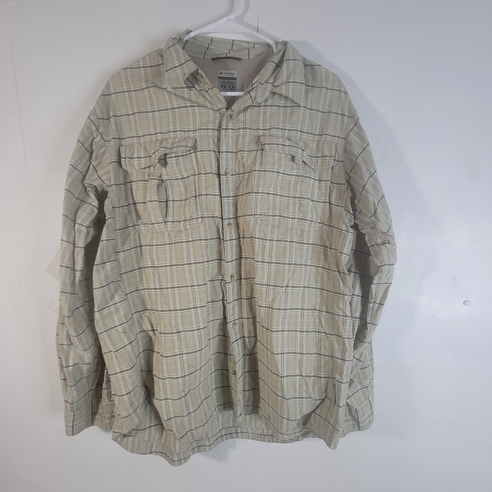 Mens Columbia Titanium Long Sleeve Plaid Button Front Shirt Size Large - Picture 2 of 9